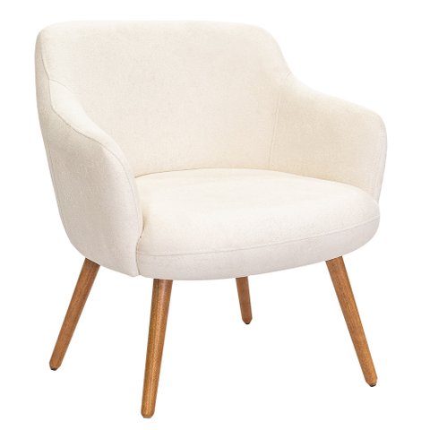 Poltrona de Sala Decorativa Jade Pés Palito Castanho Bouclê Off White - Nexta Casa