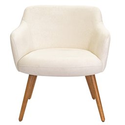 Poltrona de Sala Decorativa Jade Pés Palito Castanho Bouclê Off White - Nexta Casa - 5