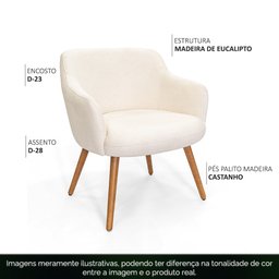 Poltrona de Sala Decorativa Jade Pés Palito Castanho Bouclê Off White - Nexta Casa - 9