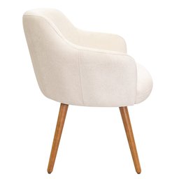 Poltrona de Sala Decorativa Jade Pés Palito Castanho Bouclê Off White - Nexta Casa - 6