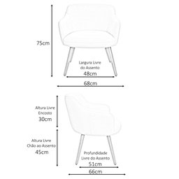 Poltrona de Sala Decorativa Jade Pés Palito Castanho Bouclê Off White - Nexta Casa - 4