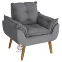 Ver imagem 1 de Poltrona/cadeira Decorativa Glamour com Pés Quadrado Cinza