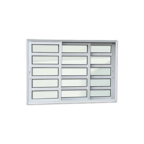 Janela Alumínio Elite c/Travessas 3F.Móv.1/3 120 x 240 V.Liso Branco Brimak