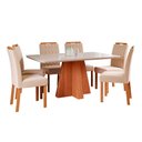 Ver imagem 1 de Conjunto de Jantar Mesa Maite 1,60 com 6 Cadeiras Paola Wood Cinamomo/Off/Mad/Nude Cimol Mesa Maite