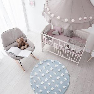 Tapete Infantil Jolitex Mimo Estrelas Azul Redondo 100cm