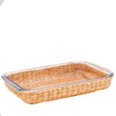 Ver imagem 3 de Travessa e Assadeira Refratárias Vidro com Suporte de Rattan 3un Basic