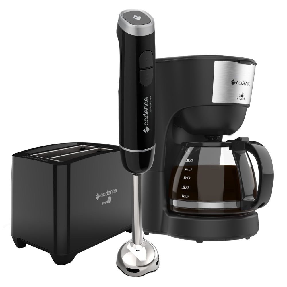 Kit Trio Black Cadence - Cafeteira - Mixer Inox - Torradeira - 220v - 1