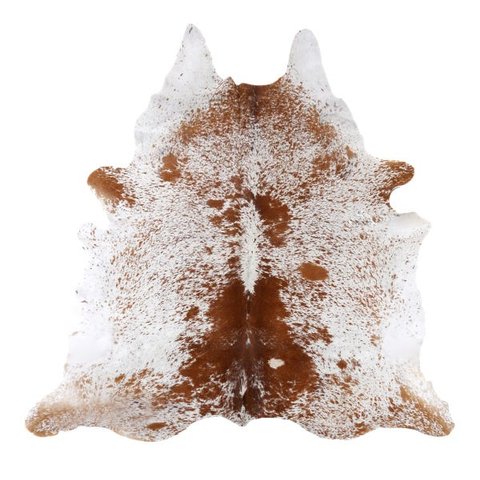 Tapete Pele Couro de Boi Natural - Branco e Marrom Salpicado