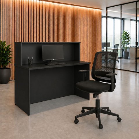 Balcão de Atendimento para Loja e Recepção Comercial 120x60cm + Cadeira de Escritório Ergonômica