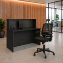 Ver imagem 1 de Balcão de Atendimento para Loja e Recepção Comercial 120x60cm + Cadeira de Escritório Ergonômica