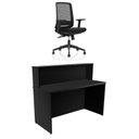 Ver imagem 2 de Balcão de Atendimento para Loja e Recepção Comercial 120x60cm + Cadeira de Escritório Ergonômica