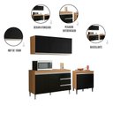 Ver imagem 3 de Conjunto Cozinha Compacta Andreia 3 Portas 120cm Amêndoa e Preto AJL Moveis