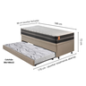 Bicama Box Baú Solteiro Courino Linho Bege 88x188 com Colchão Bogotá Molas Ultralastic Inducol - 2