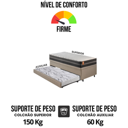 Bicama Box Baú Solteiro Courino Linho Bege 88x188 com Colchão Bogotá Molas Ultralastic Inducol - 7