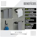 Ver imagem 4 de Kit Acessórios para Banheiro Preto Fosco 4 Peças Quadrado