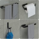 Ver imagem 1 de Kit Acessórios para Banheiro Preto Fosco 4 Peças Quadrado
