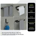 Ver imagem 2 de Kit Acessórios para Banheiro Preto Fosco 4 Peças Quadrado