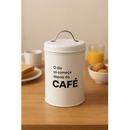 Pote Lata de Mantimentos Industrial Café - Linha Dom Frases:branco - 1
