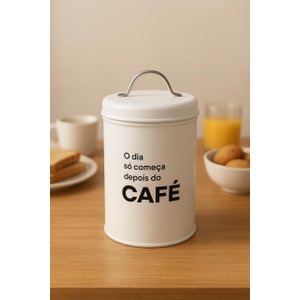 Pote Lata de Mantimentos Industrial Café - Linha Dom Frases:branco