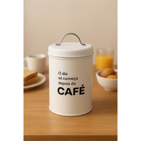 Pote Lata de Mantimentos Industrial Café - Linha Dom Frases:branco
