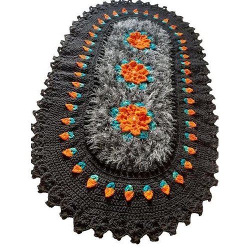 Jogo Tapete De Cozinha Crochê 3 Peças Floral Luxo Decoração