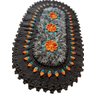Tapete de Luxo Crochê Preto com Flor Vermelha Artesanal - 1