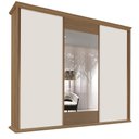Ver imagem 1 de Guarda Roupa 250cm 3 Portas Deslizante 1 Com Espelho Doratto F08 Freijó/Off White - Mpozenato