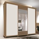 Ver imagem 2 de Guarda Roupa 250cm 3 Portas Deslizante 1 Com Espelho Doratto F08 Freijó/Off White - Mpozenato