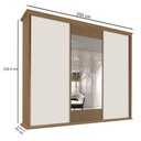 Ver imagem 4 de Guarda Roupa 250cm 3 Portas Deslizante 1 Com Espelho Doratto F08 Freijó/Off White - Mpozenato