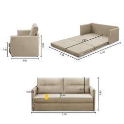 Sofá Cama 2 Lugares 1,50m Luisa Suede Adonai Estofados - 2