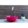 Cuba De Vidro Redonda 35 Cm Torneira Link Válvula Click Rosa - 4