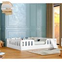 Ver imagem 2 de Cama Infantil Helo com Colchão D28 Casal Montessoriana com Escorregador - Divaloto - Branca