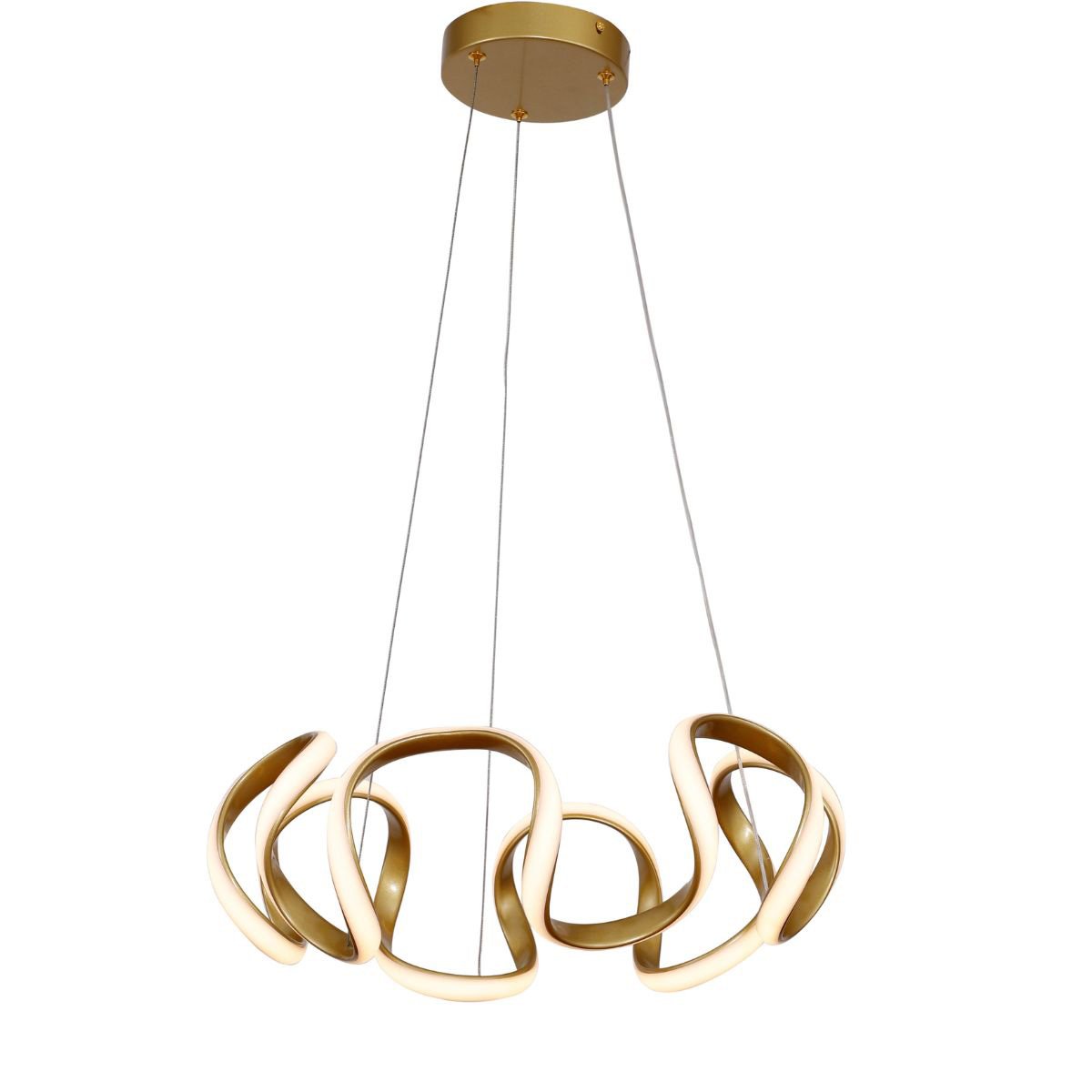 Pendente Moderno Dourado 48cm Led 36w 3000k Bivolt 14547-pl