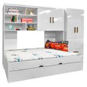 Ver imagem 2 de Quarto infantil Chiara 4 Peças - Roupeiro 2 portas, Módulo Aéreo e Cama com Auxiliar - Phoenix Baby