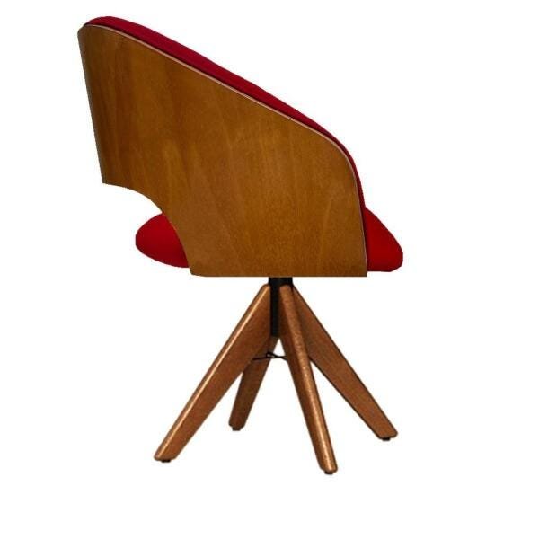 Cadeira Decorativa Bia com Capitonê Vermelha Giratória Madeira - 2