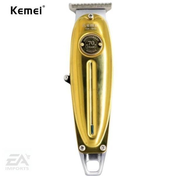 Máquina Cortar Cabelo Kemei Km-1949 Prateado 110v/240v Gold - 3