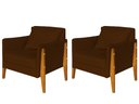 Ver imagem 1 de Kit 2 Poltronas Decorativa Sophia Suede Marrom Pés Madeira Ms Decor