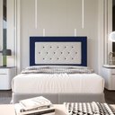 Ver imagem 2 de Cabeceira Casal 1,40m Havana Suede com Corino Branco - Pallazio - Azul