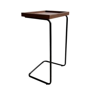 Mesa de Apoio Lateral para Sofá ou Cama Castanho e Preta