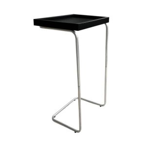 Mesa De Apoio Lateral Para Sofá Ou Cama Preta E Prata