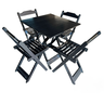 Conjunto de Mesa 70x70 com 4 Cadeiras Dobráveis Premium Madeira Maciça - Reisol Móveis Preto - 1