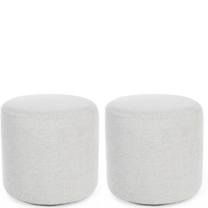 Kit 02 Puff Perse Redondo Decorativo Tecido Linho Puffe Banqueta