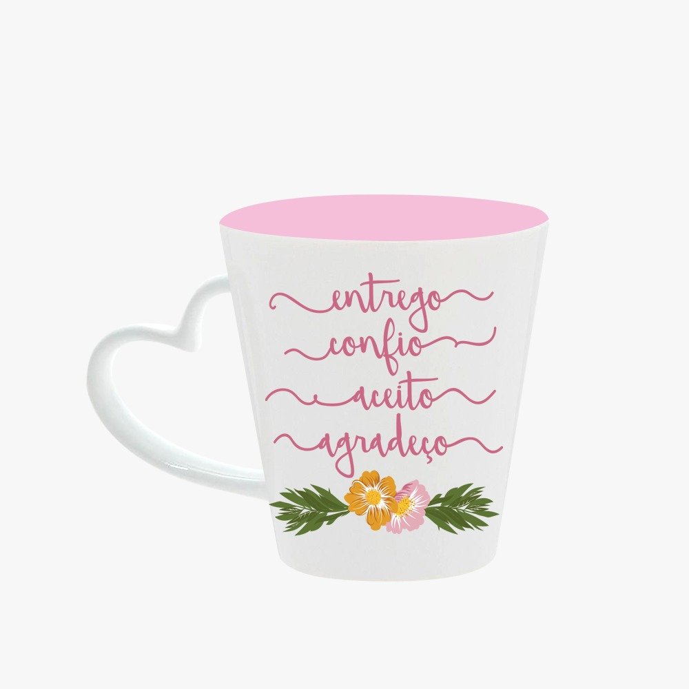 CANECA DROP CORAÇÃO BICOLOR ROSA - HO'OPONOPONO