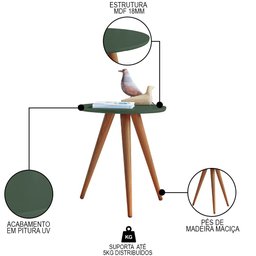 Mesa de Centro e Mesa Lateral para Sala Sovie H01 Verde Pistache - Mpozenato - 4