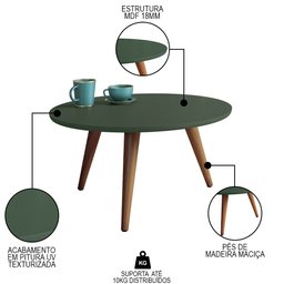 Mesa de Centro e Mesa Lateral para Sala Sovie H01 Verde Pistache - Mpozenato - 3