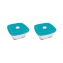 Ver imagem 1 de Jogo 2 Pote de Vidro Marinex com Válvula Vapor 300 Ml: Tampa Azul