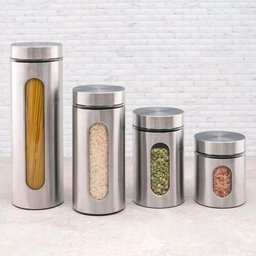 Kit 4 Pote Inox Visor Mimo Style Vítreo Fechamento Hermético - 2