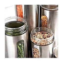 Kit 4 Pote Inox Visor Mimo Style Vítreo Fechamento Hermético - 4