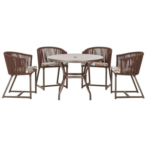 Mesa com 4 Cadeiras e Noronha Estofado 6 Trama Original Marrom