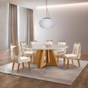 Ver imagem 1 de Sala de Jantar 6 Cad C Vidro 1,35m - Rubi Veneza - Lj Móveis